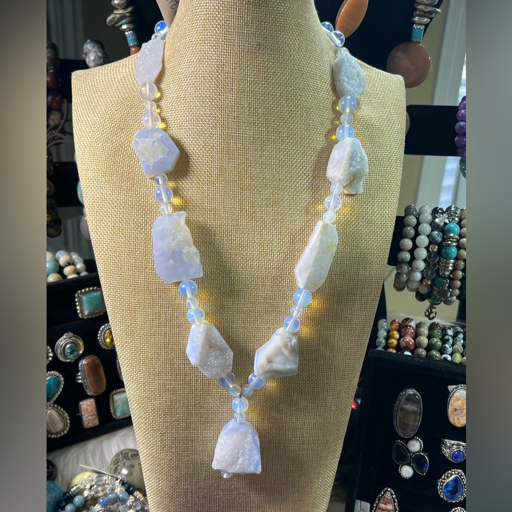 Blue Lace Agate & Opalite Necklace